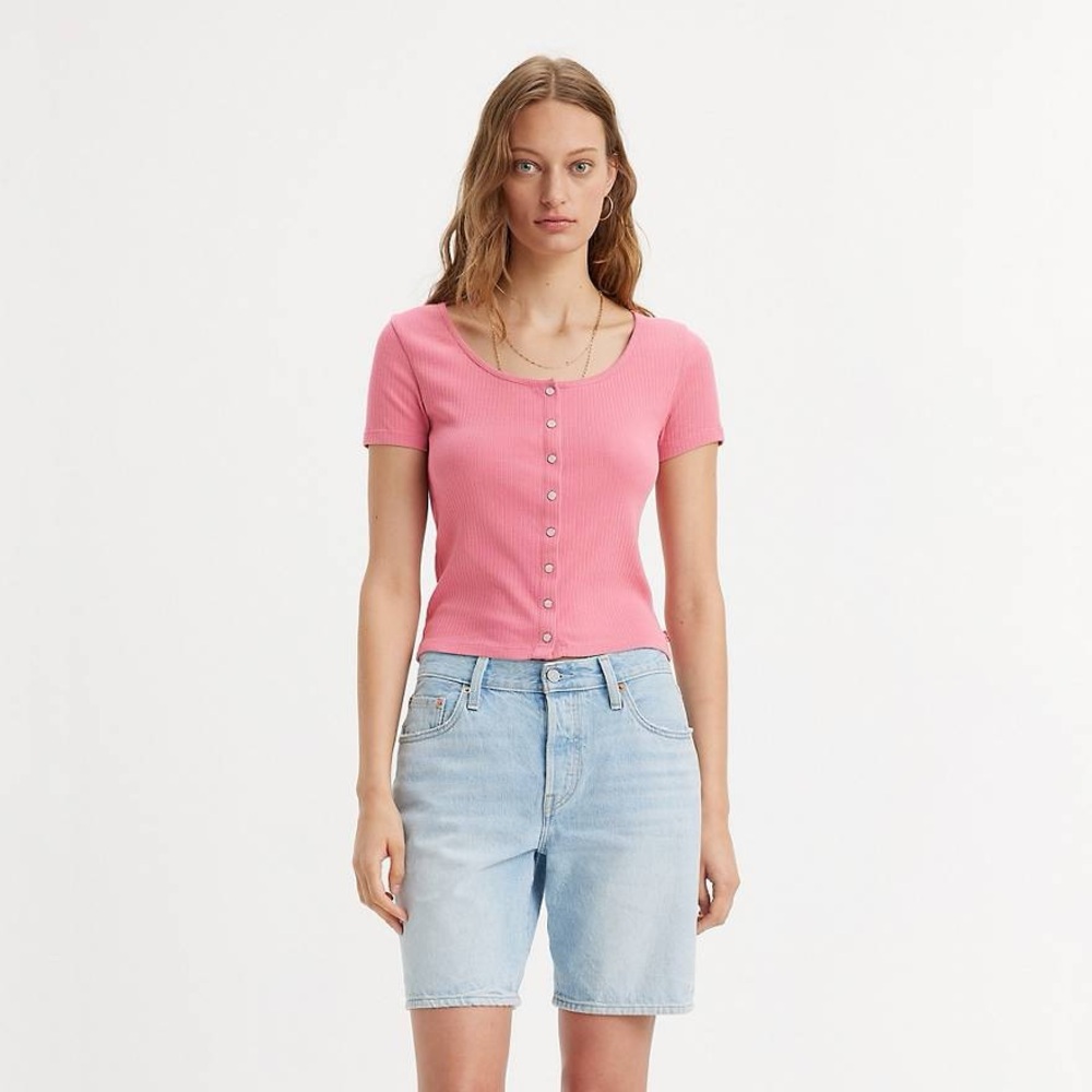 Britt Snap Front Ribbed Top